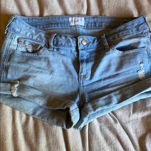 Light blue denim shorts